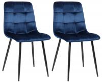 2er Set Esszimmerstuhl Tilde Samt blau