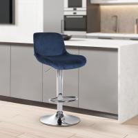 Barhocker Solon Chrom Samt blau Barhocker Solon Chrom Samt blau