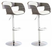 2er Set Barhocker Kingston Kunstleder weiß/grau 