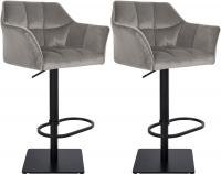 2er Set Barhocker Damaso B Samt grau 2er Set Barhocker Damaso B Samt grau