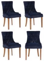 4er Set Esszimmerstühle Aberdeen Samt antik-hell blau 