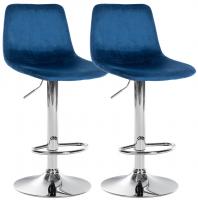 2er Set Barhocker Divo Samt Chrom blau 2er Set Barhocker Divo Samt Chrom blau