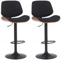 2er Set Barhocker Clawson Stoff schwarz walnuss/schwarz 2er Set Barhocker Clawson Stoff schwarz walnuss/schwarz